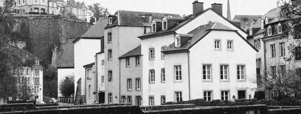 Houses in the Grund quarter below the old fortifications, Luxembourg City.