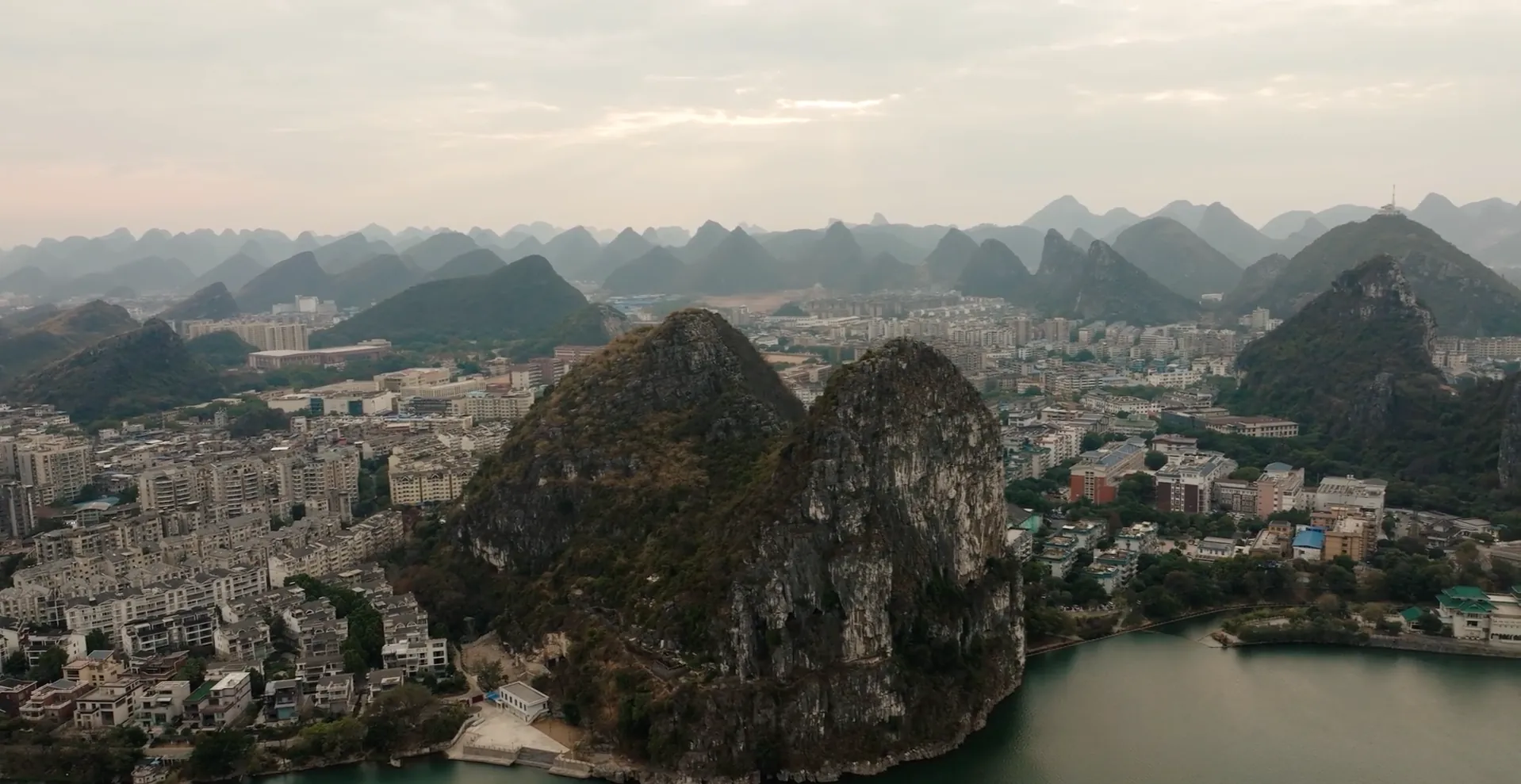 Karst peaks above the city of Guilin, Guangxi, China.